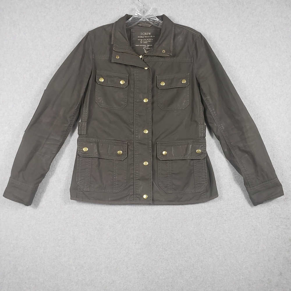 J. CREW Brown Downtown Field Jacket Women's S Utility Military Waxed Canvas Coat